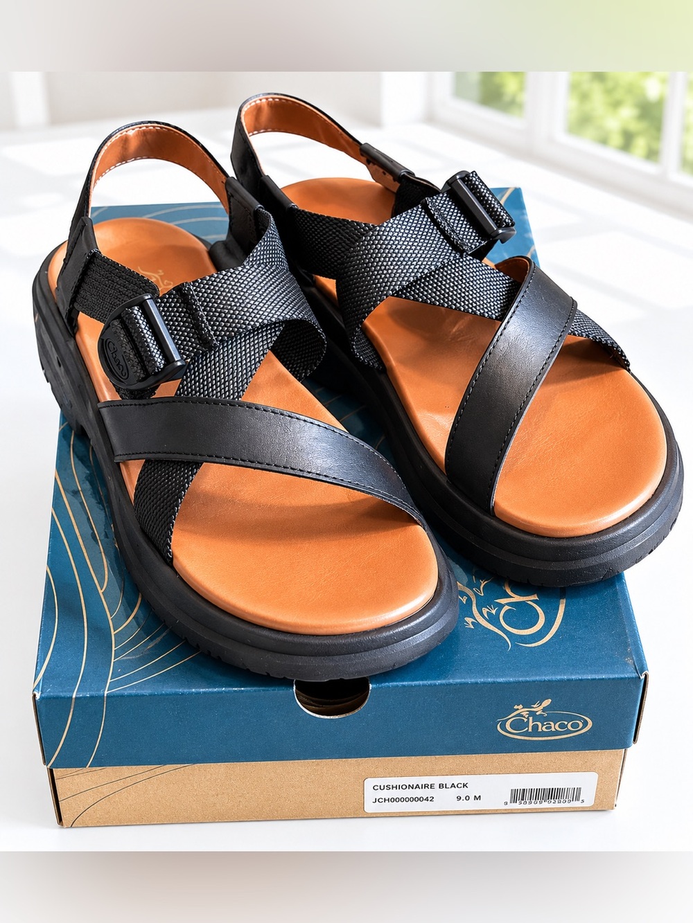 Chaco Cashform Platform Sandals in Black Womens size 9 EUC